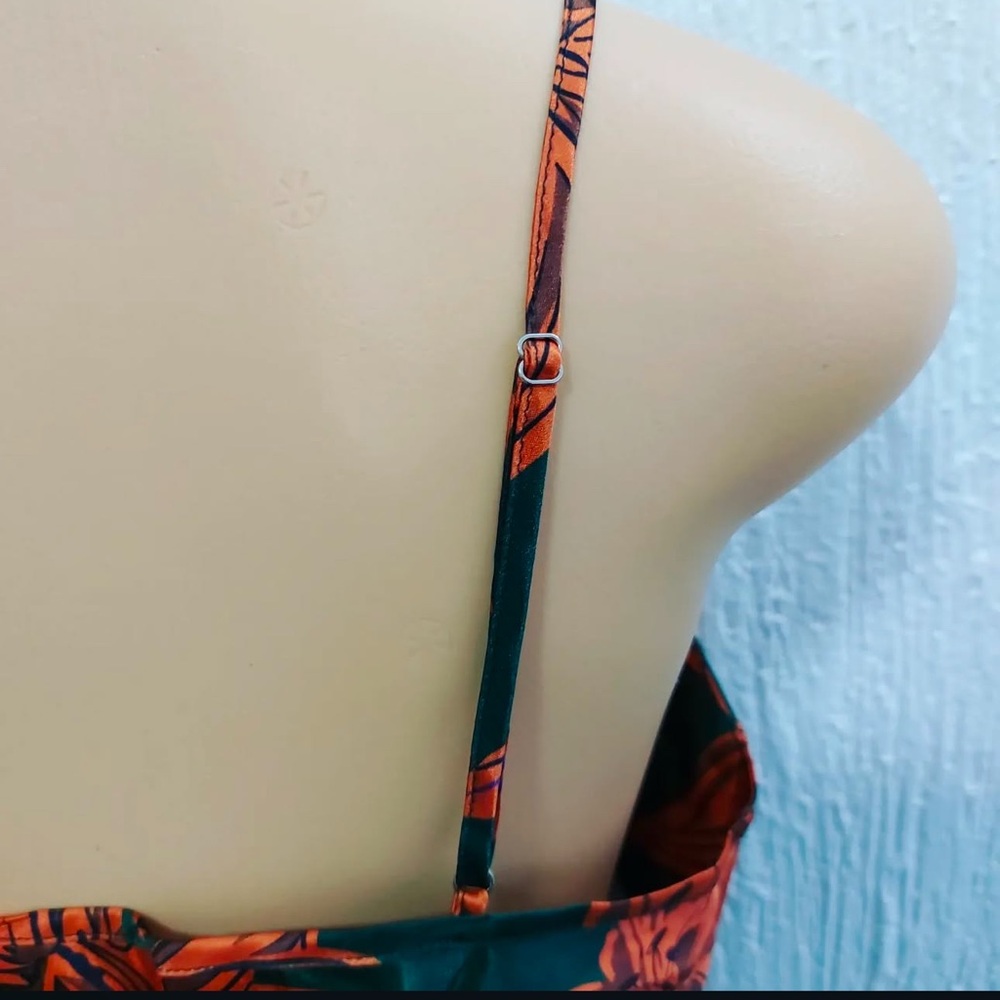 Tropical Floral Satin slip on Mini Dress - Picture 3 of 5